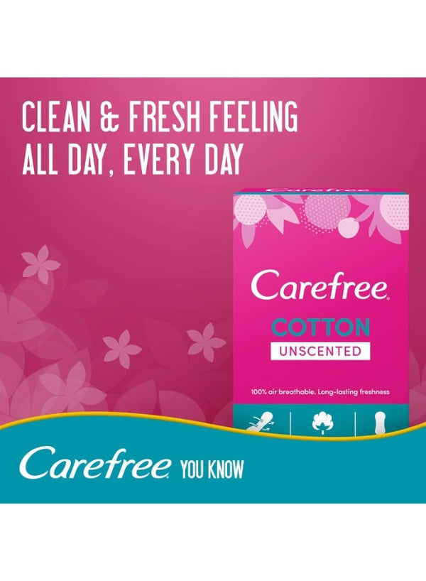 Carefree Cotton Feel Unscented Panty Liners 30