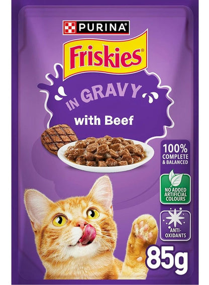 PURINA Friskies Beef In Gravy Cat Food Pouch 85 G