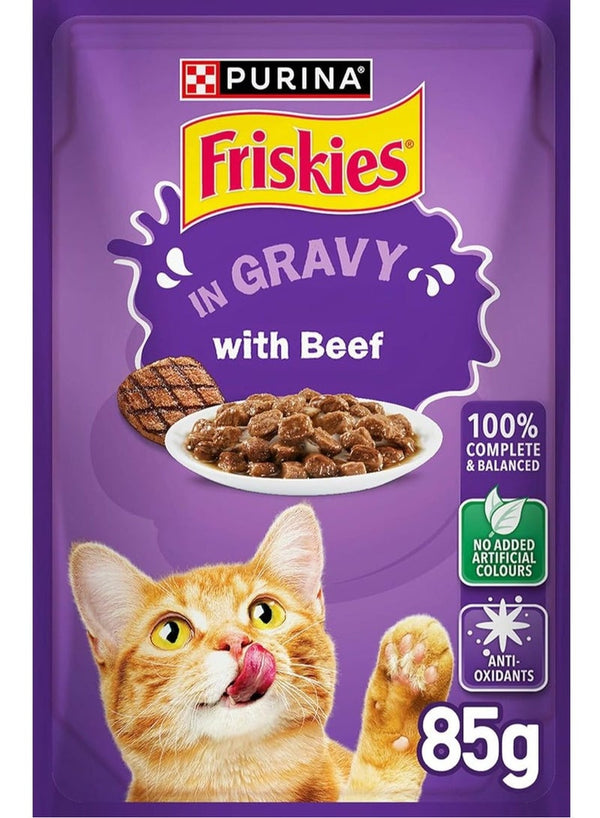 PURINA Friskies Beef In Gravy Cat Food Pouch 85 G