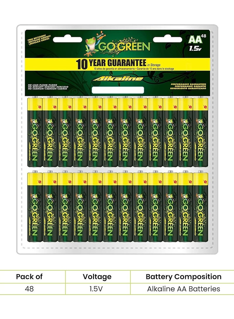 Eco Friendly Alkaline AA Batteries 48 Pcs by GO GREEN