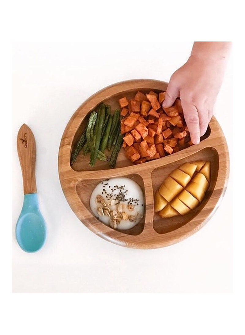 Avanchy Bamboo Suction Plate + Spoon Blue