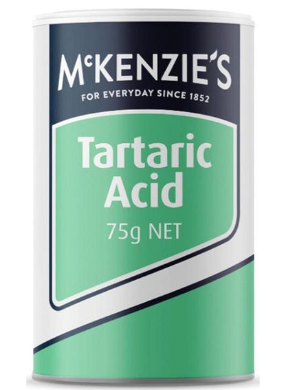 acid 75g, acid found, acid key, adds tangy, baked goods, baking soda, ice cream, many fruits, mckenzie s, regular home, soft drinks, tartaric acid, tartaric acid 75g, usage ideas, wine making
