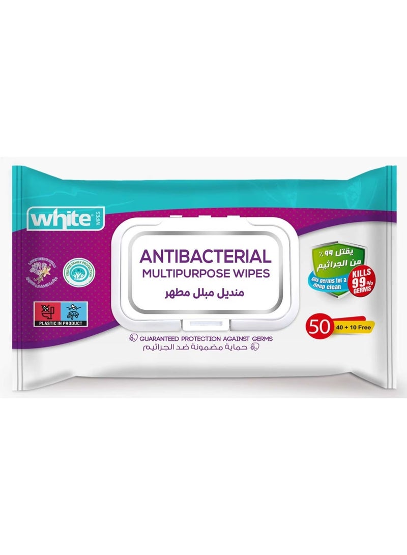 White TISSUES Anti-Bacterial Wipes with Lavender & Vanilla