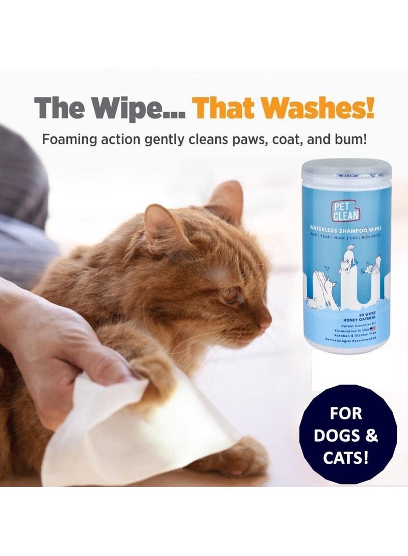 Pet Clean Waterless Shampoo Wipes for Dogs & Cats