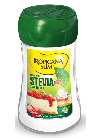 calorie free, calorie free natural, free natural, free natural stevia, jar 210g, natural stevia, natural stevia sweetener, plant-based, stevia sweetener, stevia sweetener jar, sugar-free, sweetener jar, tropicana slim, zero calorie, zero calories