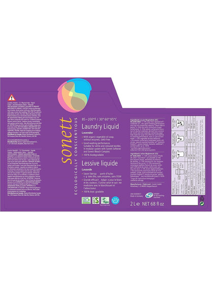 cotton, crude oil, deep cleaning, laundry detergent, laundry liquid, lavender laundry, lavender laundry liquid, liter key, oil soap, plant-based, sensitive skin, soap coco, sonett ecologically conscientious, vegan, yet deep