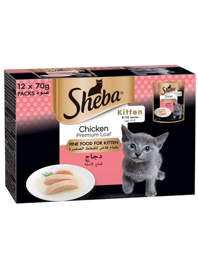 Sheba Wet Cat Food Pouch Kitten Chicken 70G