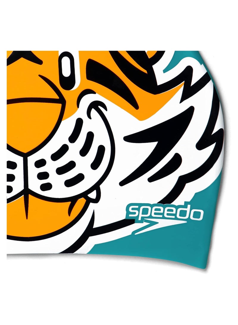 Speedo Printed Character Silicone Swimming Cap Junior