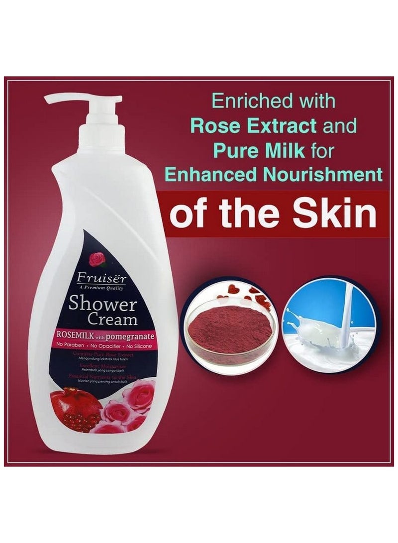 Fruiser Shower Cream Rose Milk with Pomegranate 1000 Ml