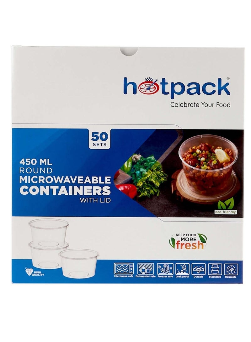 Hotpack Clear Microwave Container 450 ML 50 Sets