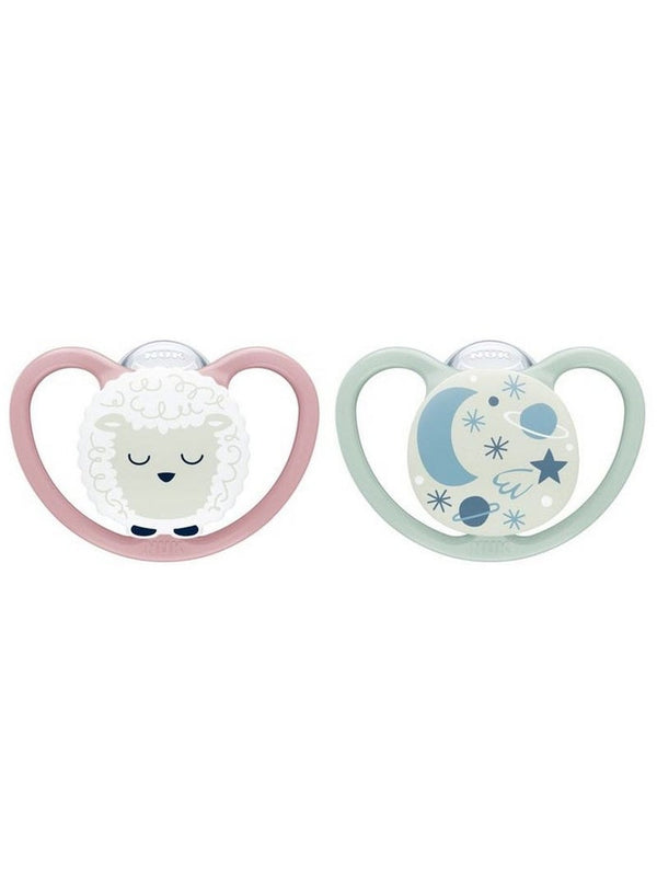 NUK Space Night Silicone Pacifier 0-6M 2 Pack