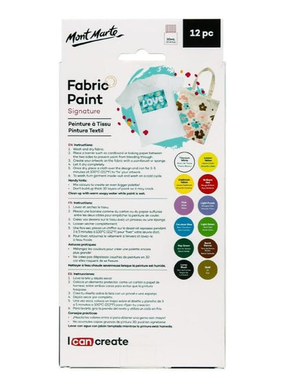 Mont Marte Signature Fabric Paint 12Pc X 20ML