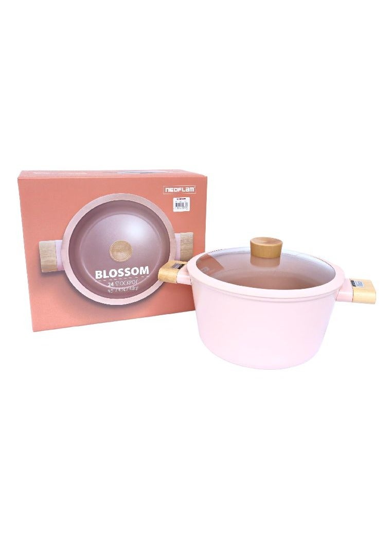 Neoflam Blossom 24 Low Stockpot Sandy Pink
