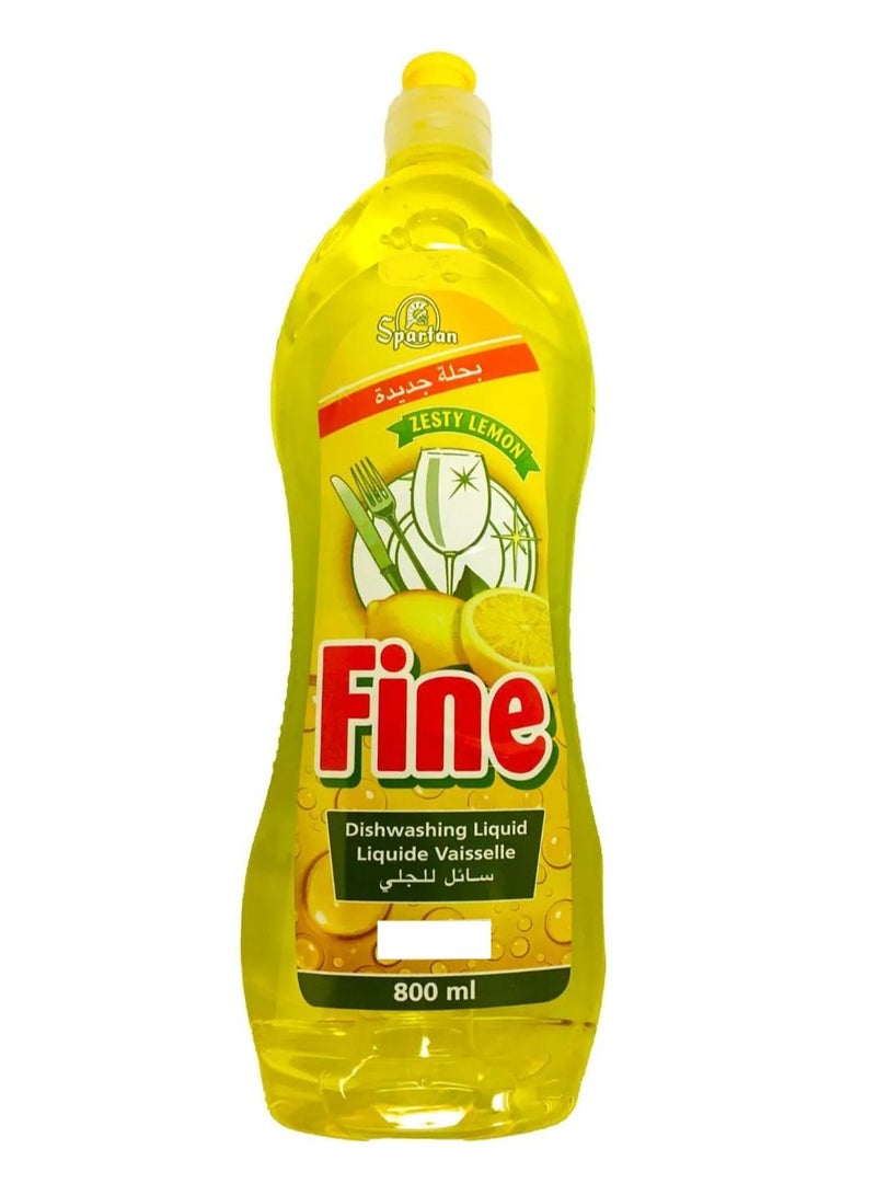 Spartan Fine Dishwashing Liquid Zesty Lemon 800 ML