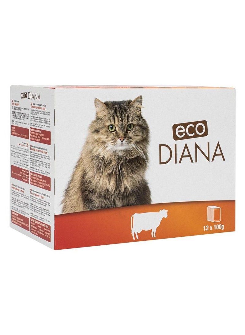 Eco Diana Chunks And Pate With Beef Cat Food