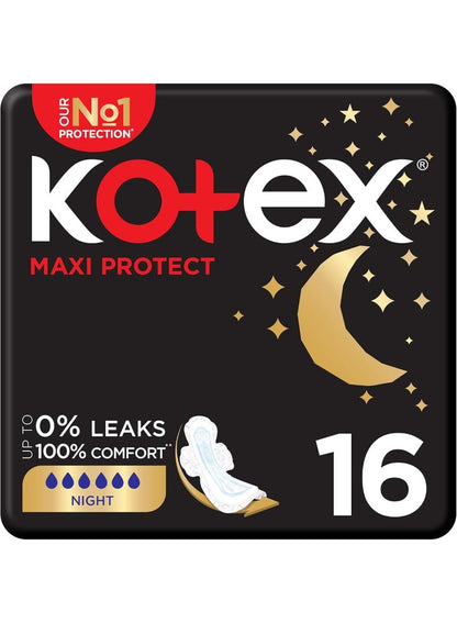 Kotex Maxi Protect Overnight Pads 16 Count