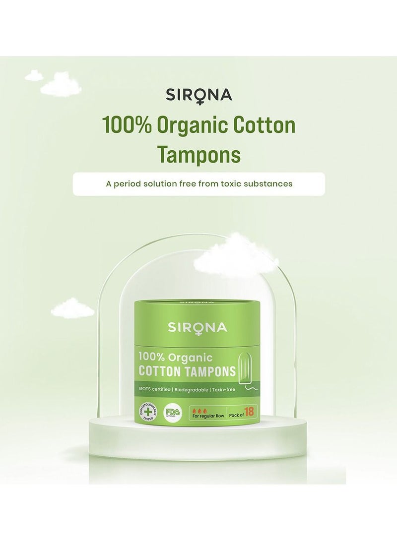 Sirona Organic Cotton Tampons 18 Pieces Pack