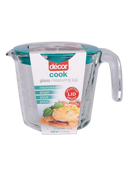 Decor Glass Measuring Jug With Lid 650 ML