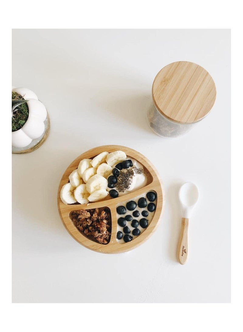 Avanchy Bamboo Suction Plate + Spoon Blue