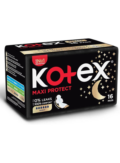 Kotex Maxi Protect Overnight Pads 16 Count