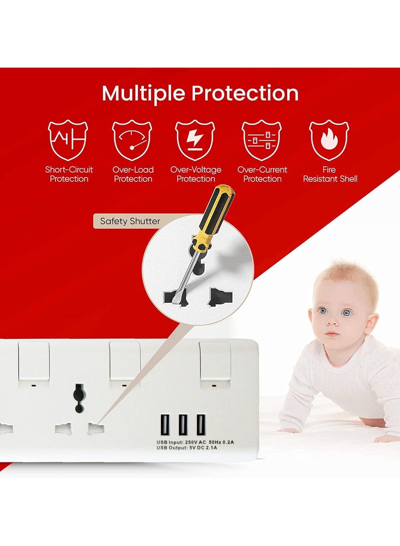 Elexon 4 Way Power Extension Socket with USB Port