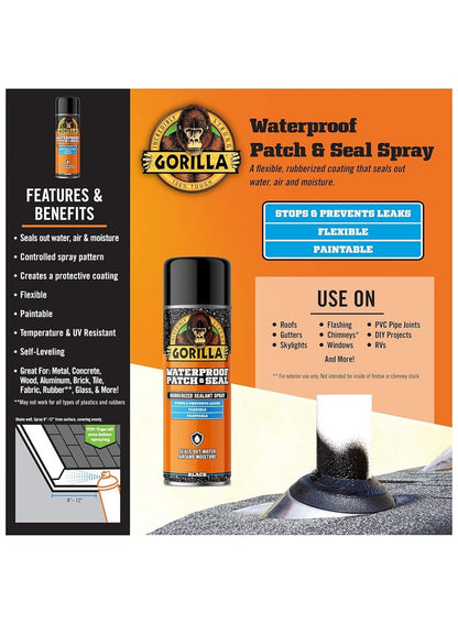 Gorilla Waterproof Patch & Seal Spray 16-oz Black