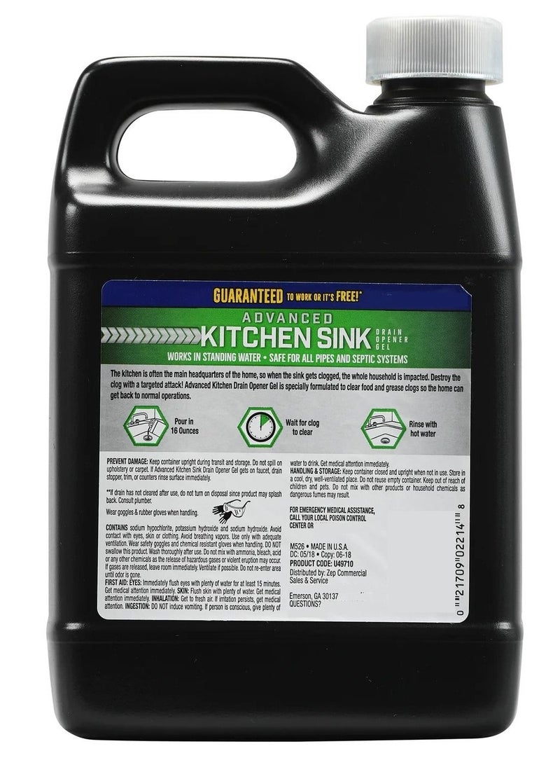 Zep Advanced Kitchen Sink Drain Opener Gel - 32 Oz.