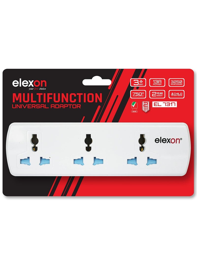 Elexon 3 Way Multi Universal Adaptor Socket