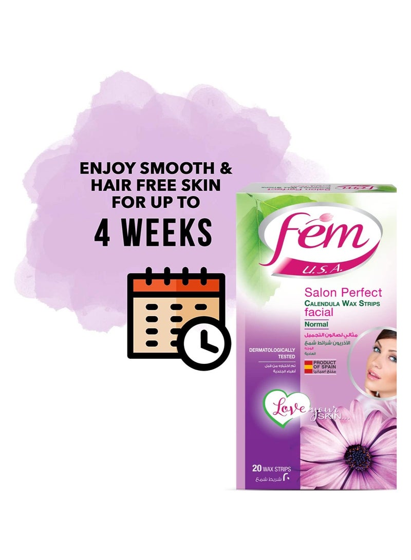 Fem Facial Wax Strips with Calendula for Normal Skin