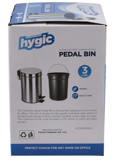 Hygic Stripes Design Stainless Steel Pedal Bin
