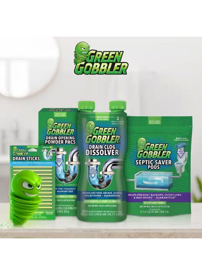 Lemon Scent Drain Cleaning Sticks - Green Gobbler