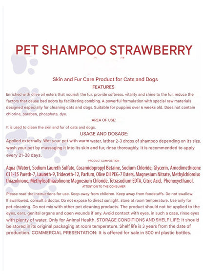 Pet White Strawberry Scented Shampoo 500ML