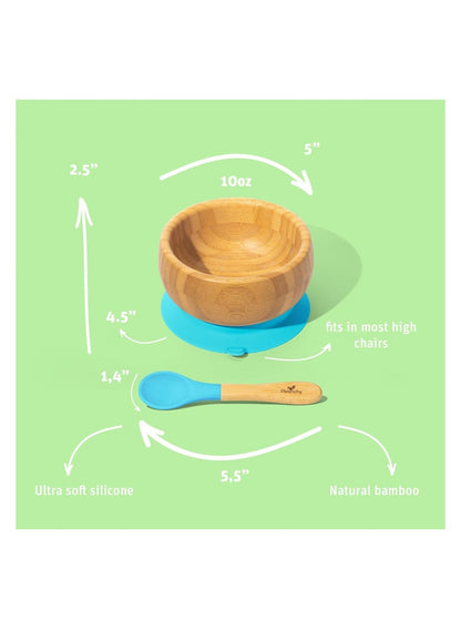 Avanchy Bamboo Suction Bowl + Spoon for Babies
