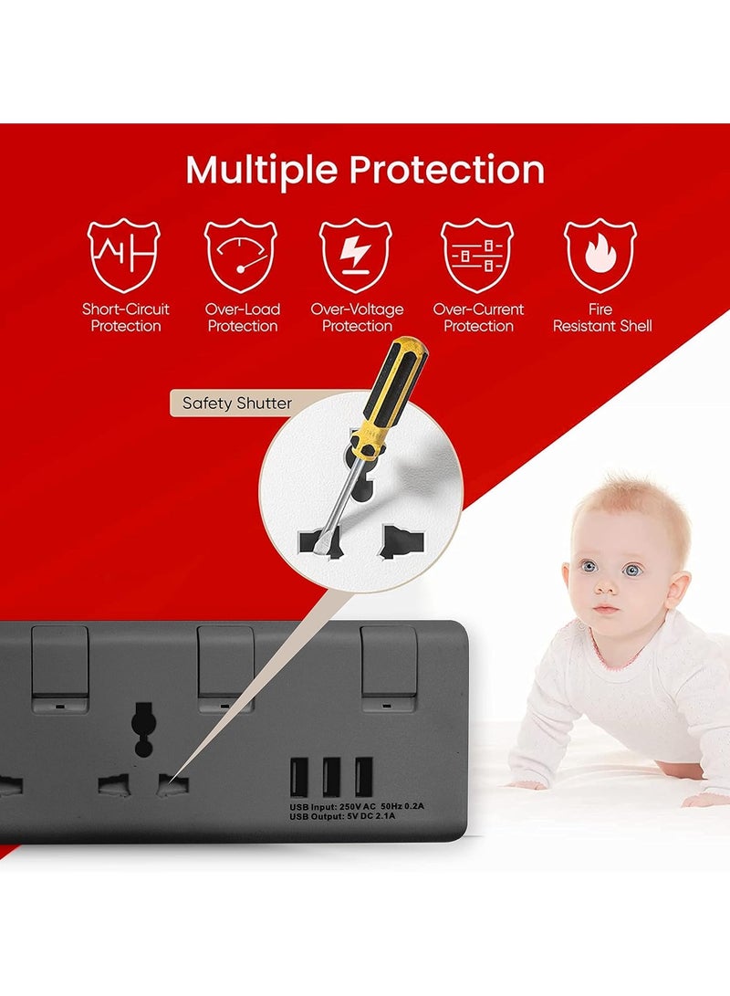 Elexon 4 Way Power Extension with USB Ports