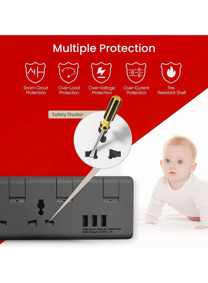 Elexon 4 Way Power Extension with USB Ports