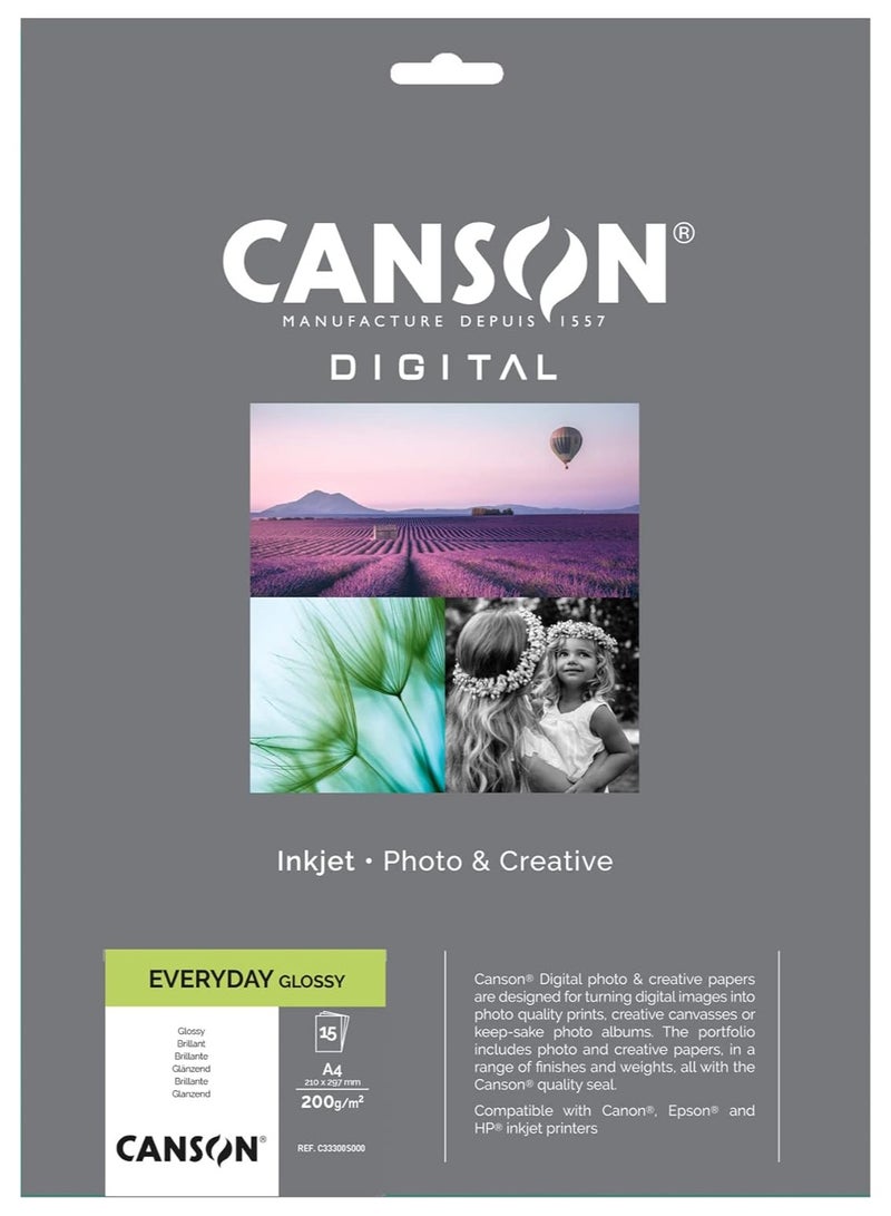 CANSON Digital Glossy Photo Paper A4 - 15 Sheets