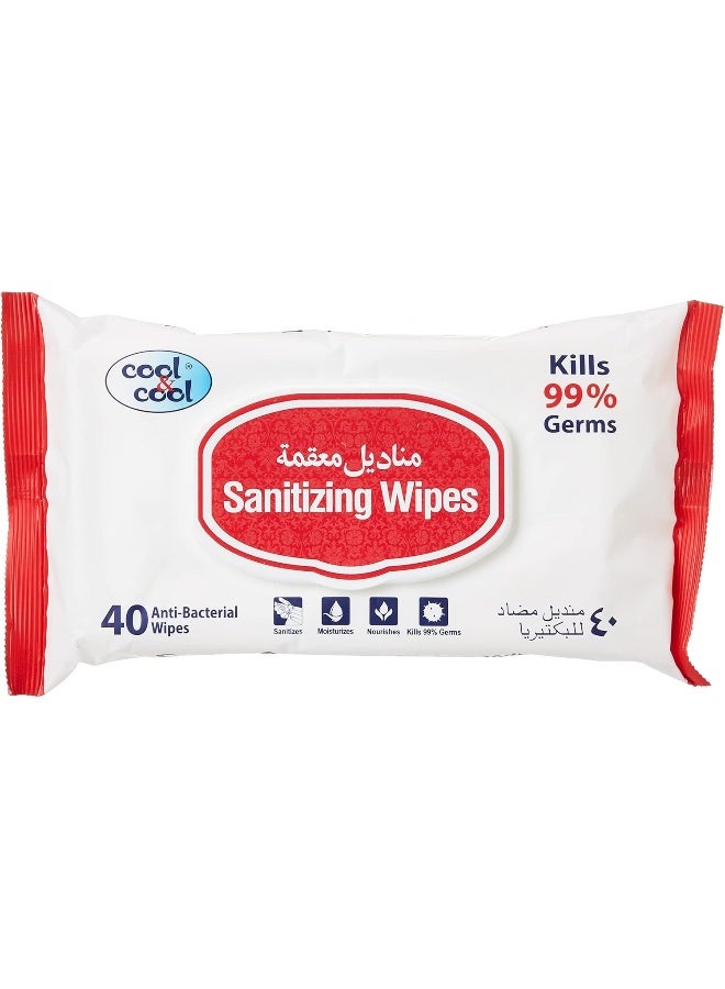 Cool & Cool Sanitizing Wipes 40 Count