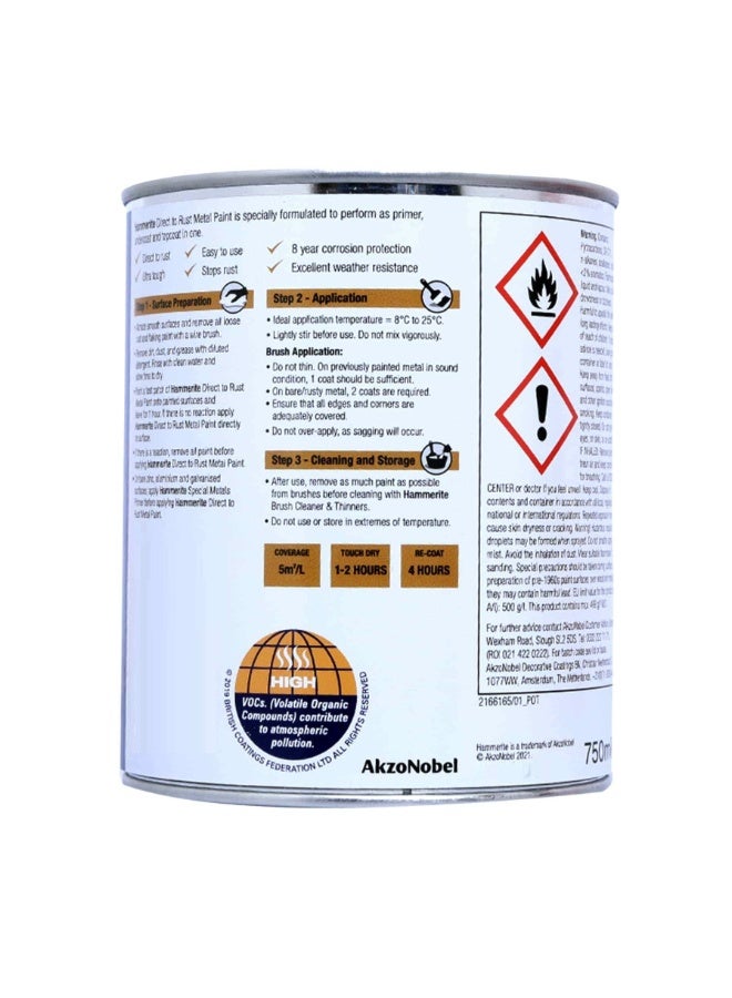 Hammerite Metal Paint Smooth Silver 750 ML