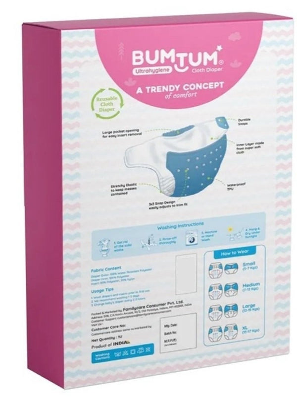 Bumtum Baby Printed Cloth Diaper Free Size