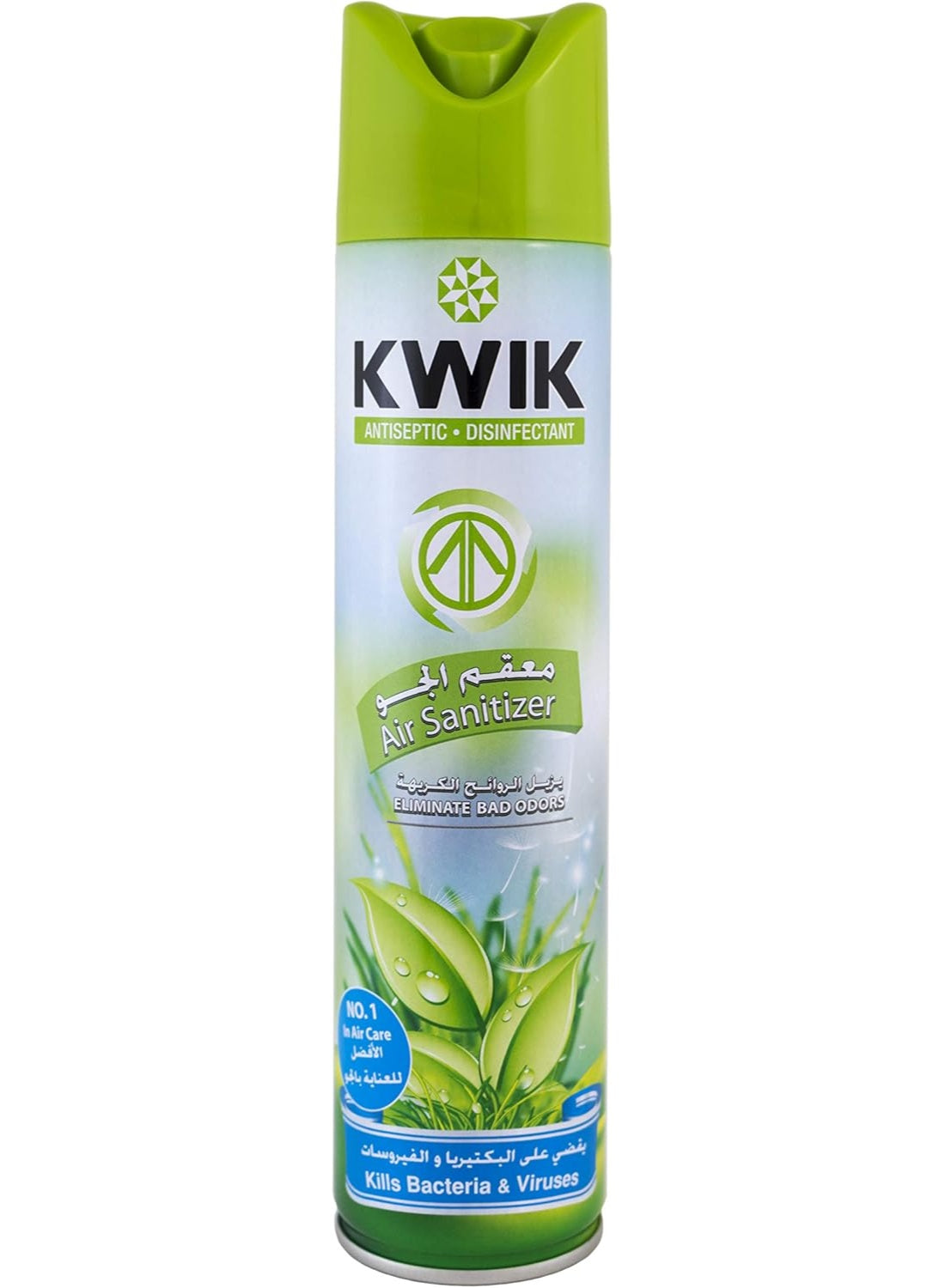 300ml kills, air sanitizer, antiseptic air, bacteria viruses, disinfectant spray, eliminates odors, fresh green, fresh green scent, green scent, kwik, odors fresh, odors fresh green, spray 300ml, spray 300ml kills, viruses eliminates