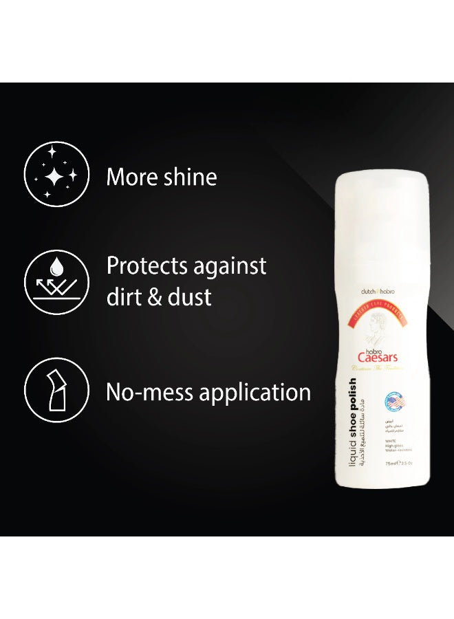 caesars liquid, caesars liquid white, cool dry, dutch & habro, gloss water, gloss water resistant, liquid white, liquid white shoe, safe safe, shoe polish, water resistant, wear dirt, white shoe, white shoe polish