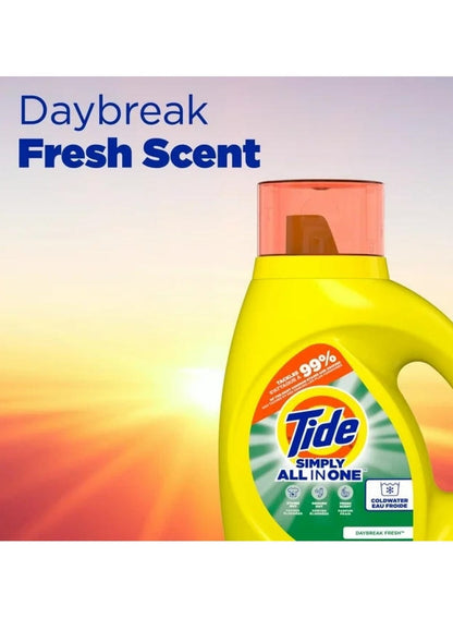Tide Simply All In One Liquid Laundry Detergent 64 Loads Daybreak Fresh 2.72 L