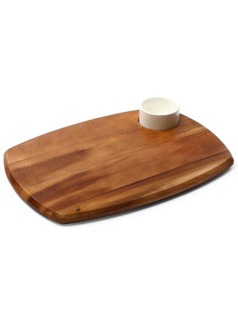 BILLI Wooden Serving Board With Ceramic Bowl
