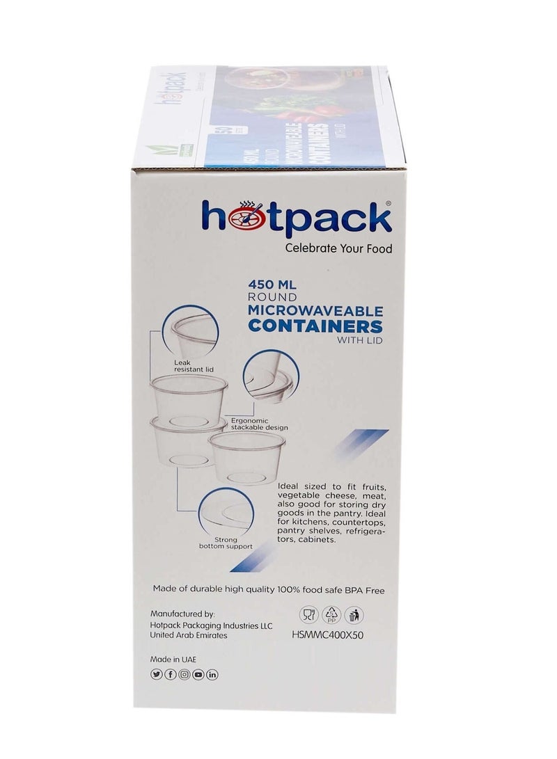 Hotpack Clear Microwave Container 450 ML 50 Sets