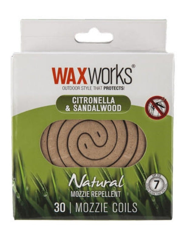 Waxworks Citronella Sandalwood Mosquito Coil 30 Pack