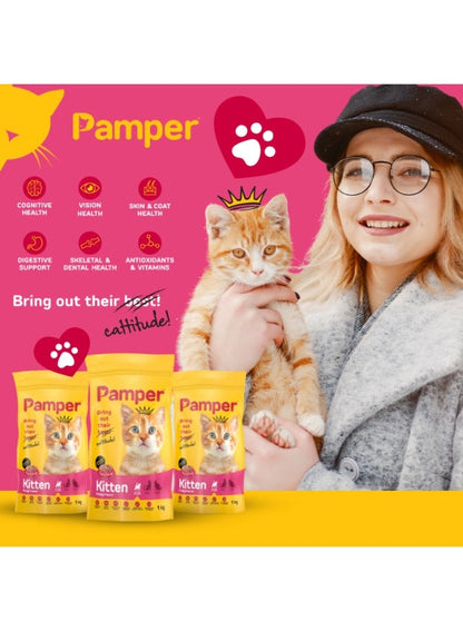 Pamper Kitten Dry Food 1Kg - Premium Pet Nutrition