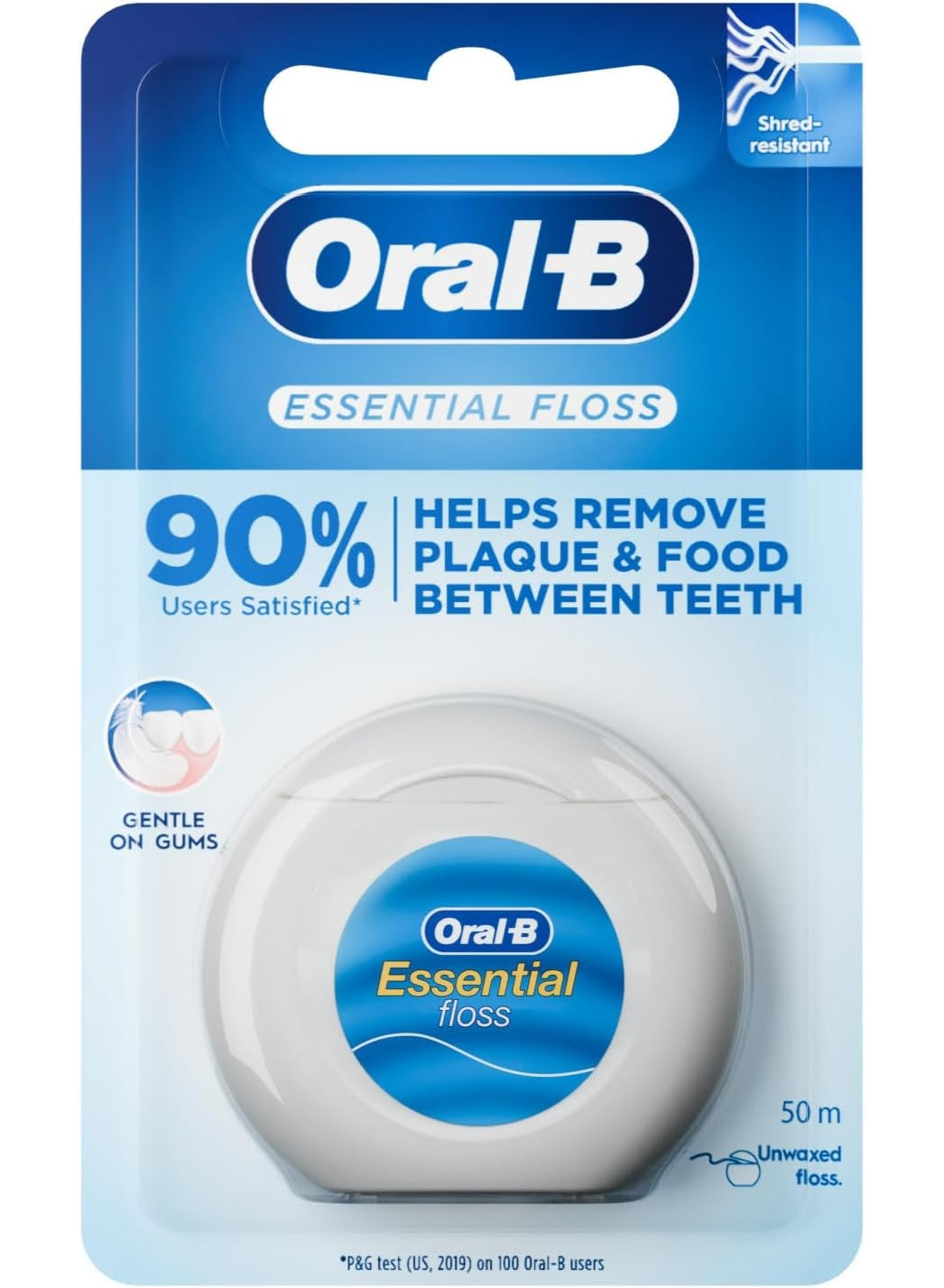 care soft, day key, dental floss, essential dental, essential dental floss, every day, floss 50m, gentle care, gum line, gums keep, oral care, oral-b, soft silky, unwaxed essential, unwaxed essential dental