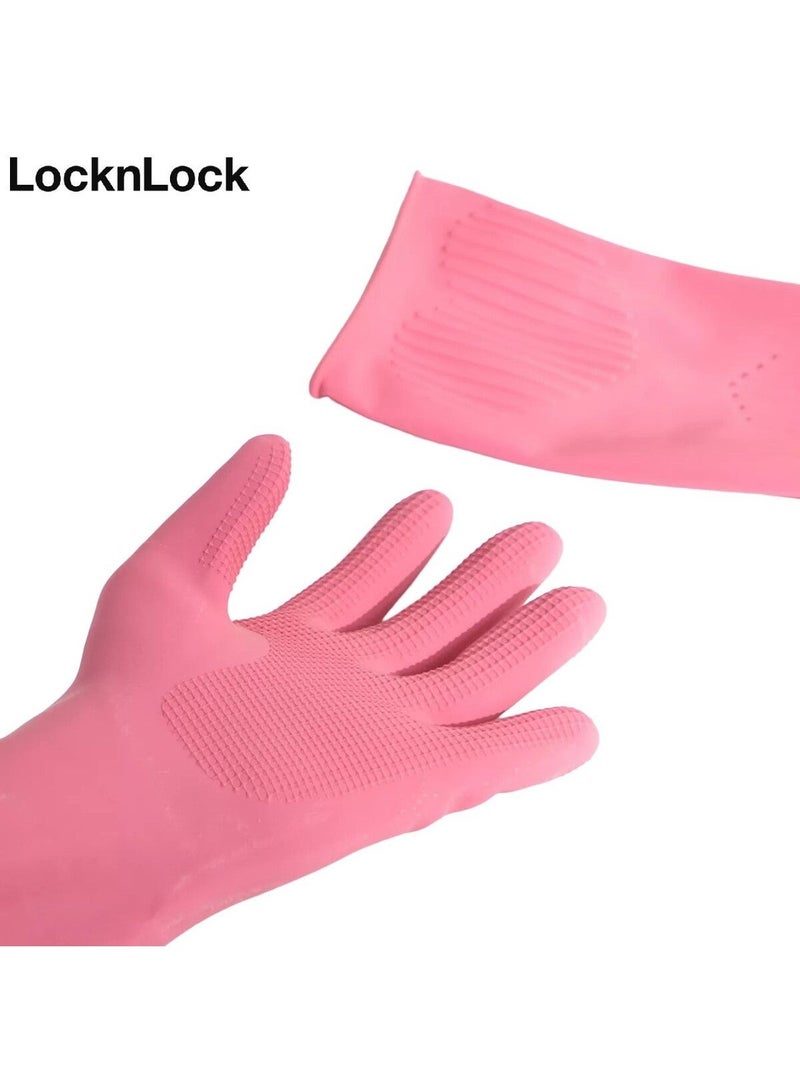 LocknLock Rubber Gloves 36cm Medium Pink