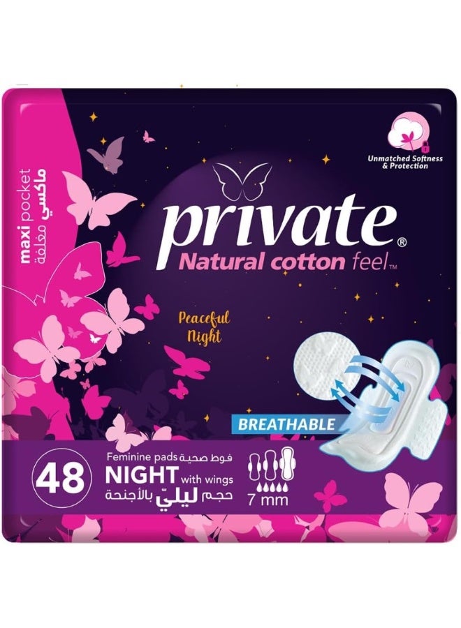 Private Sanitary Maxi Pocket Night Pads 48 Count