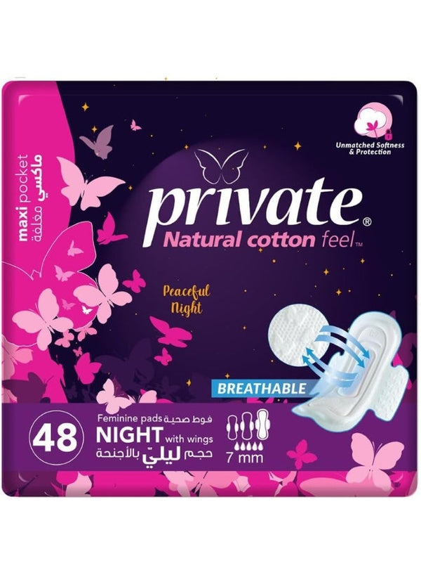 Private Sanitary Maxi Pocket Night Pads 48 Count
